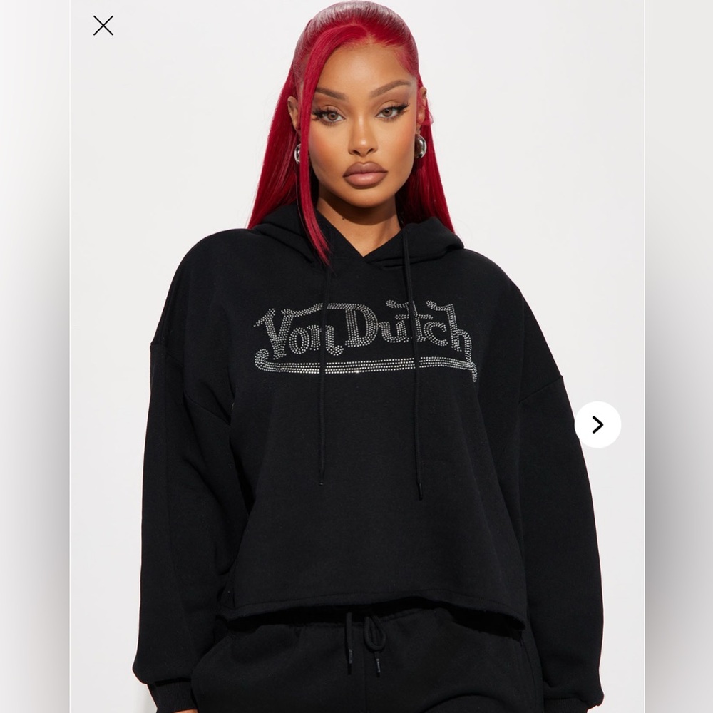 Von Dutch Rhinestone Black Hoodie